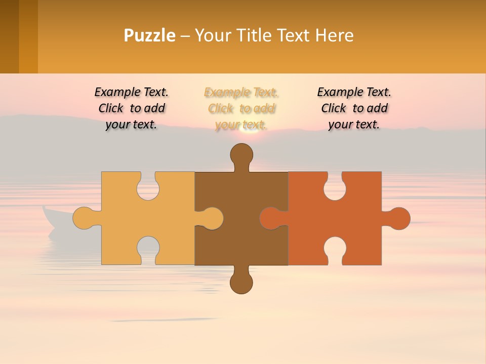 A Boat Floating On Top Of A Lake At Sunset PowerPoint Template