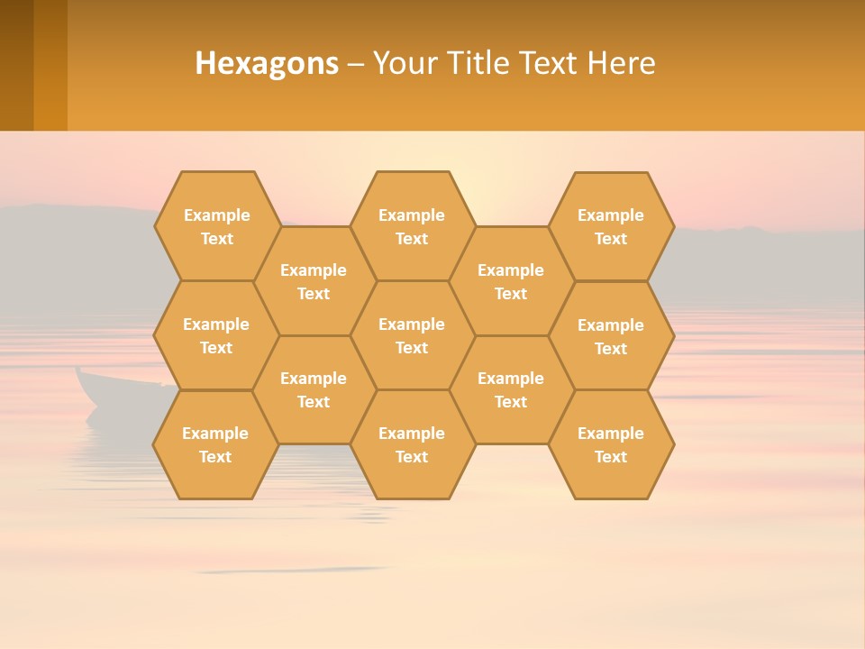A Boat Floating On Top Of A Lake At Sunset PowerPoint Template