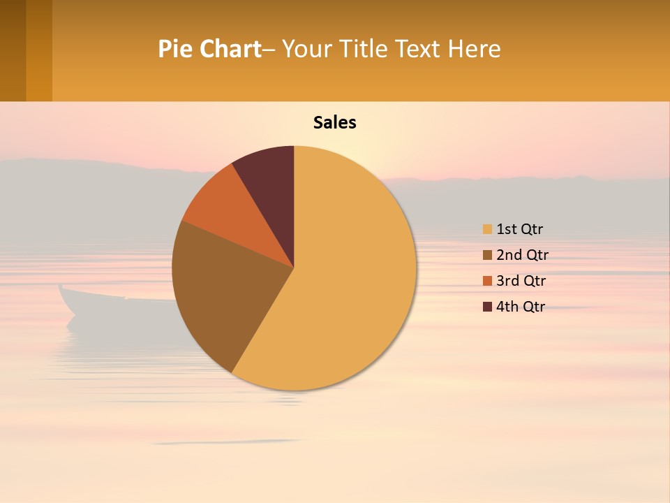 A Boat Floating On Top Of A Lake At Sunset PowerPoint Template