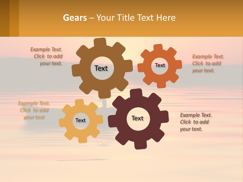 A Boat Floating On Top Of A Lake At Sunset PowerPoint Template