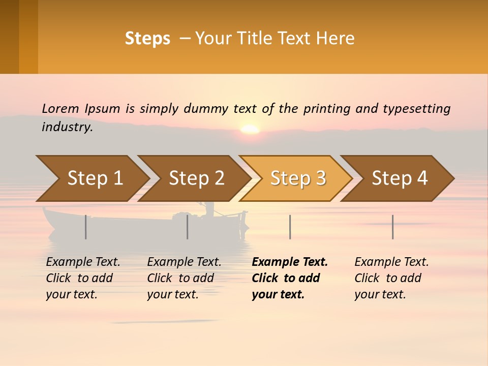 A Boat Floating On Top Of A Lake At Sunset PowerPoint Template