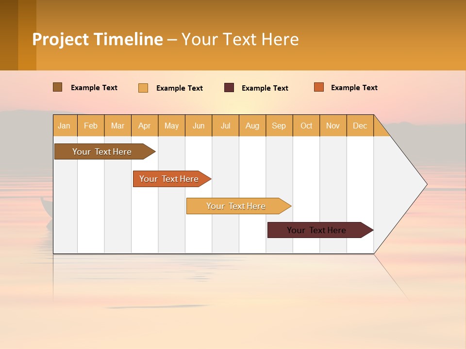 A Boat Floating On Top Of A Lake At Sunset PowerPoint Template