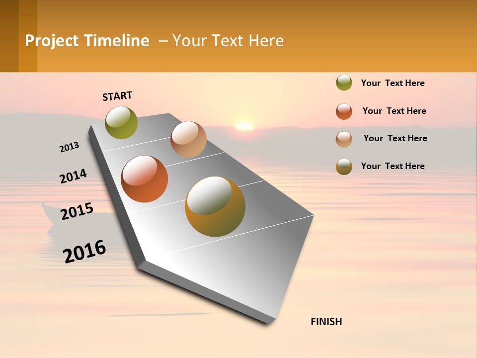 A Boat Floating On Top Of A Lake At Sunset PowerPoint Template