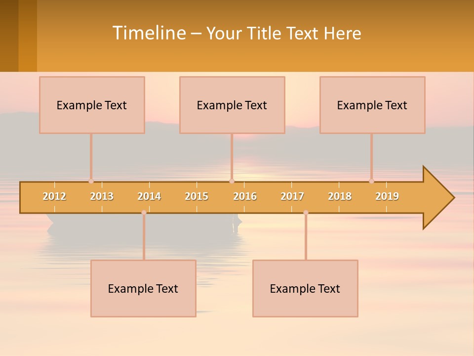A Boat Floating On Top Of A Lake At Sunset PowerPoint Template