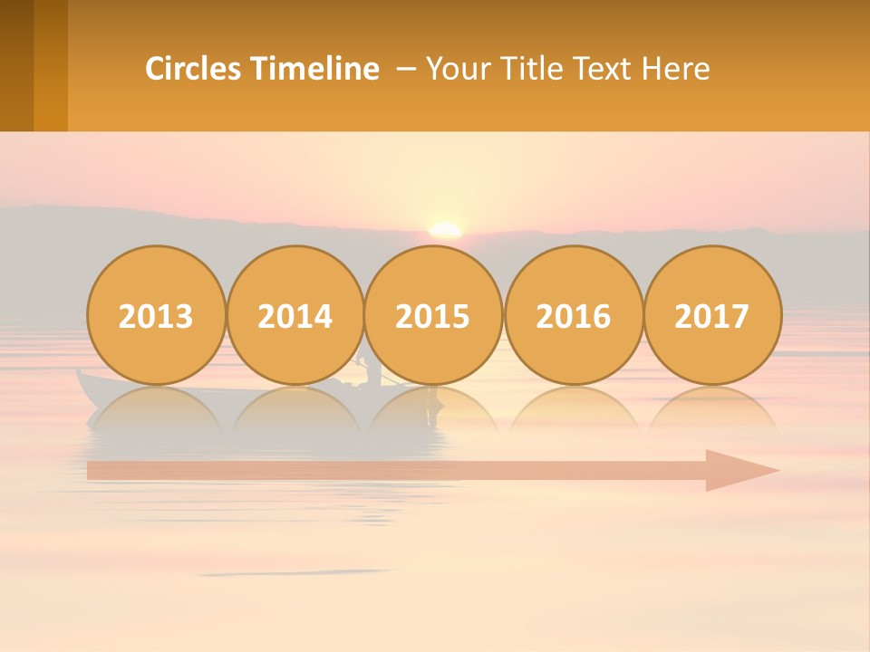 A Boat Floating On Top Of A Lake At Sunset PowerPoint Template