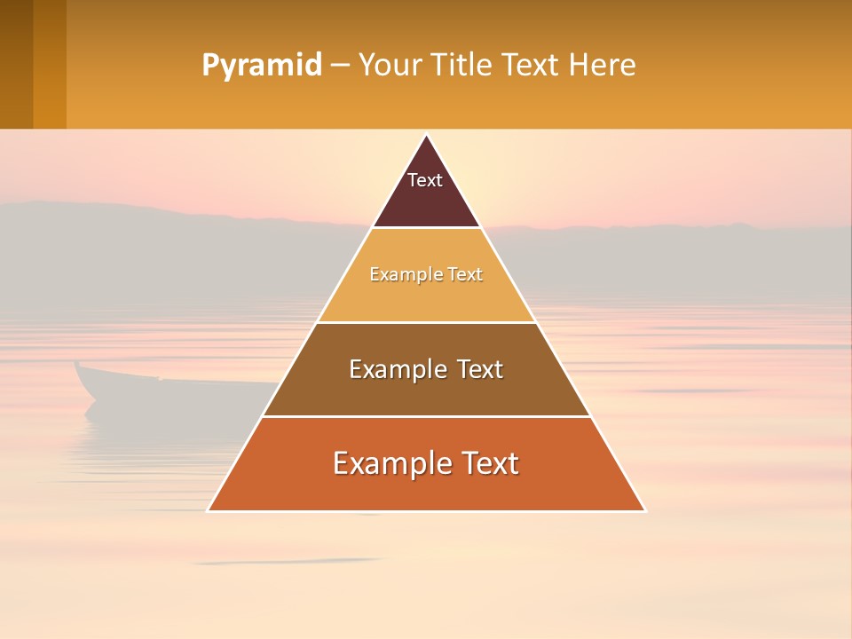 A Boat Floating On Top Of A Lake At Sunset PowerPoint Template