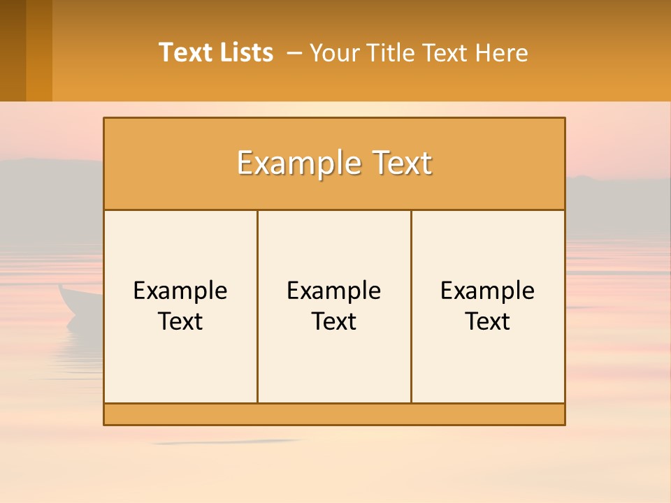 A Boat Floating On Top Of A Lake At Sunset PowerPoint Template