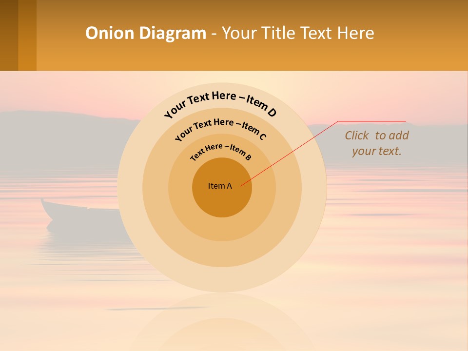 A Boat Floating On Top Of A Lake At Sunset PowerPoint Template