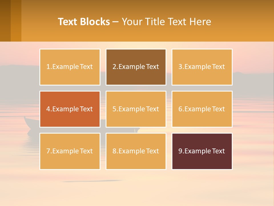 A Boat Floating On Top Of A Lake At Sunset PowerPoint Template