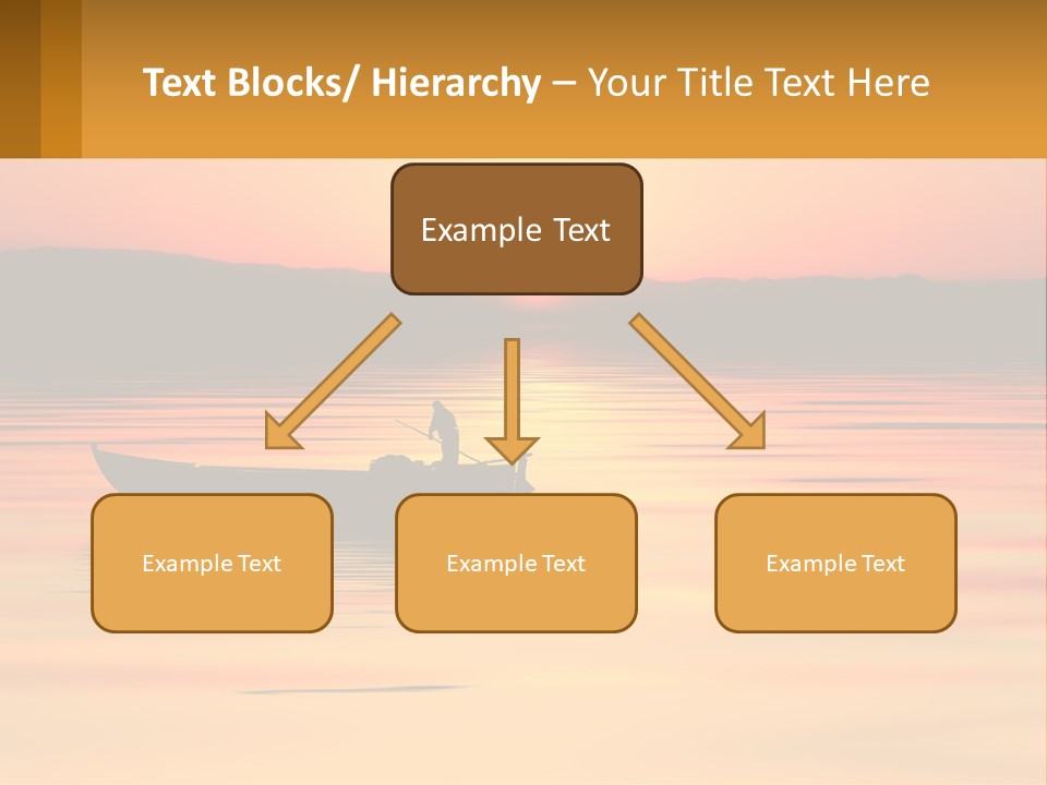A Boat Floating On Top Of A Lake At Sunset PowerPoint Template