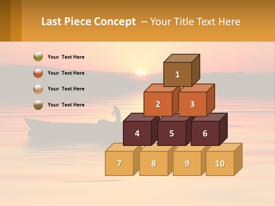 A Boat Floating On Top Of A Lake At Sunset PowerPoint Template