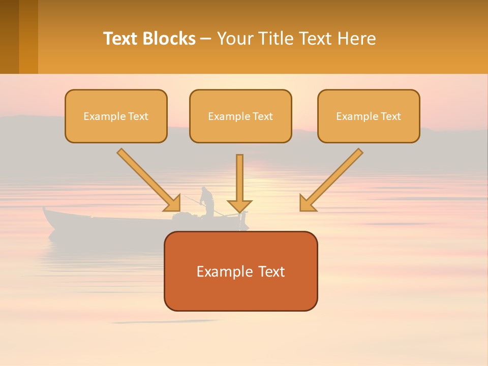 A Boat Floating On Top Of A Lake At Sunset PowerPoint Template