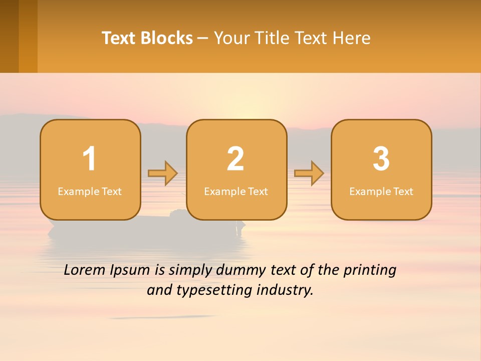 A Boat Floating On Top Of A Lake At Sunset PowerPoint Template