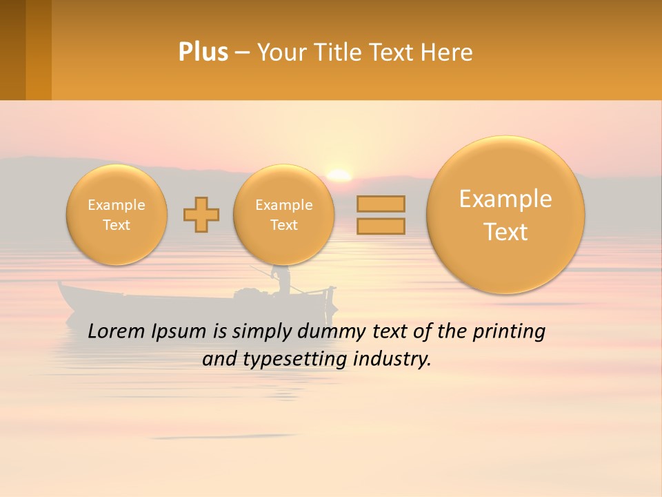 A Boat Floating On Top Of A Lake At Sunset PowerPoint Template