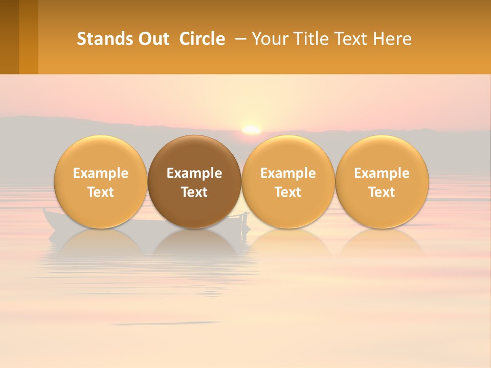 A Boat Floating On Top Of A Lake At Sunset PowerPoint Template