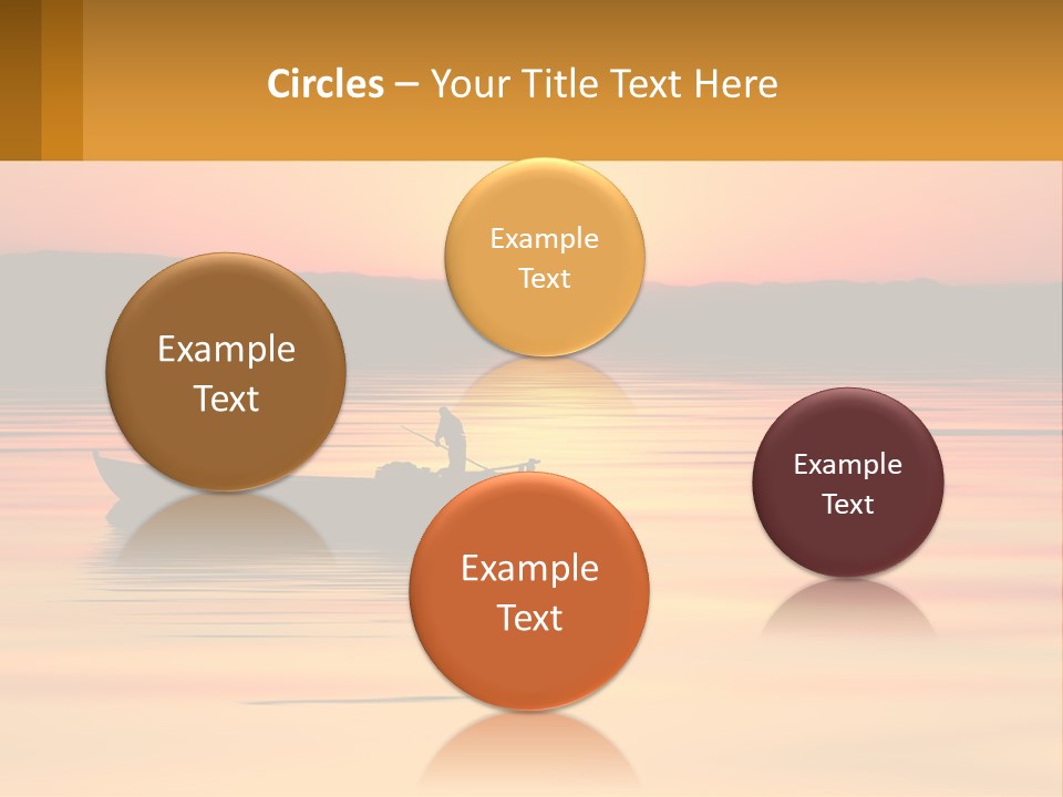 A Boat Floating On Top Of A Lake At Sunset PowerPoint Template