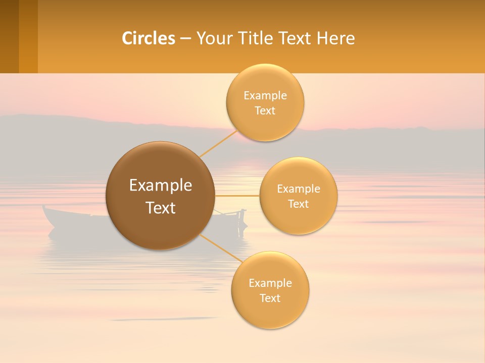 A Boat Floating On Top Of A Lake At Sunset PowerPoint Template