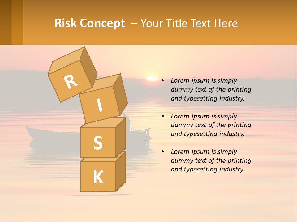 A Boat Floating On Top Of A Lake At Sunset PowerPoint Template