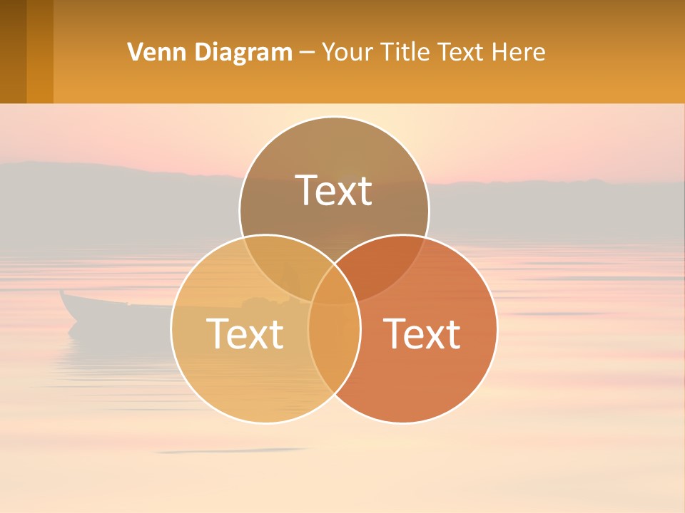 A Boat Floating On Top Of A Lake At Sunset PowerPoint Template