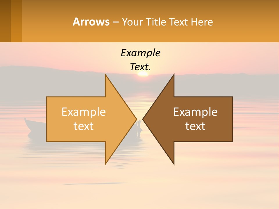 A Boat Floating On Top Of A Lake At Sunset PowerPoint Template