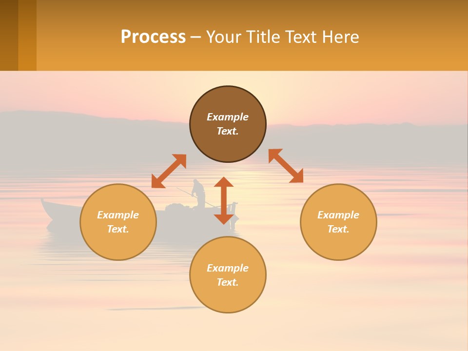 A Boat Floating On Top Of A Lake At Sunset PowerPoint Template