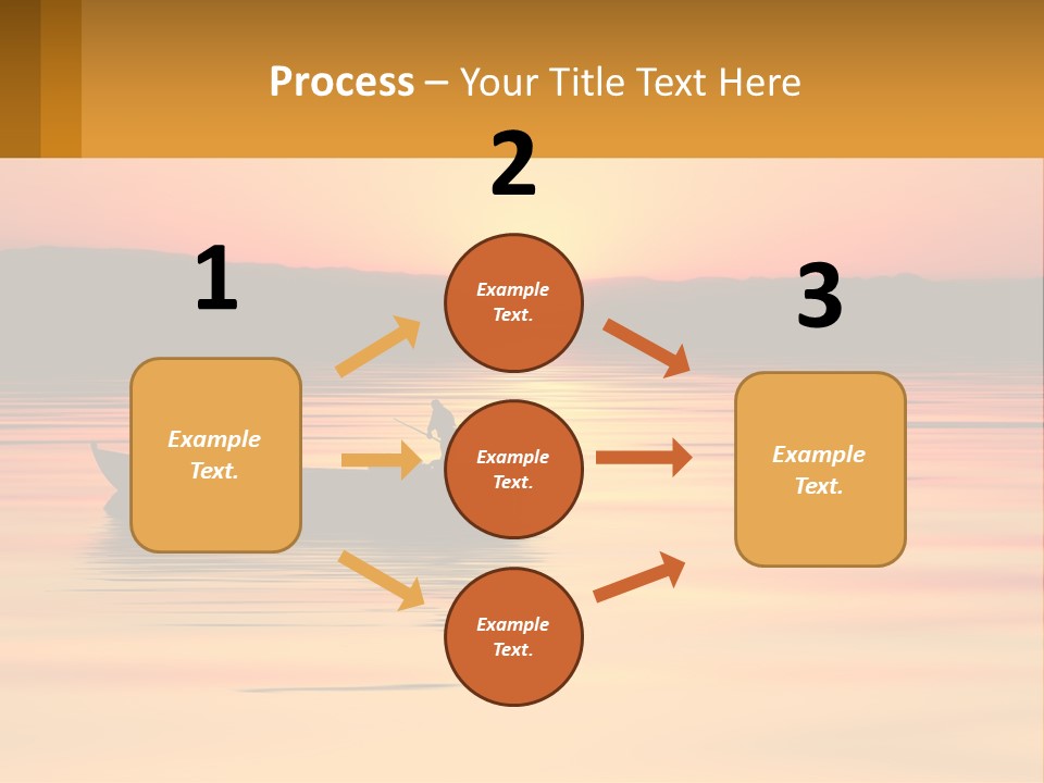 A Boat Floating On Top Of A Lake At Sunset PowerPoint Template