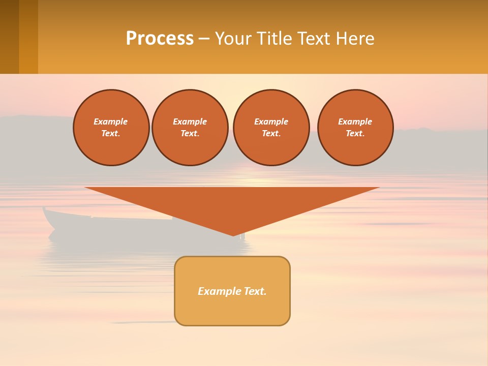 A Boat Floating On Top Of A Lake At Sunset PowerPoint Template