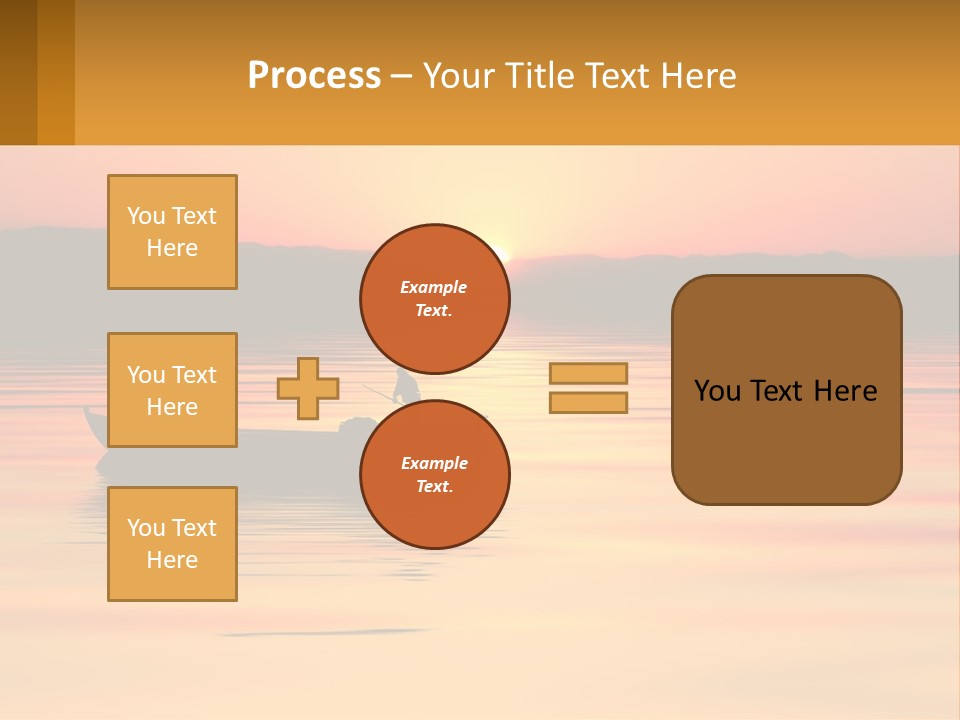 A Boat Floating On Top Of A Lake At Sunset PowerPoint Template