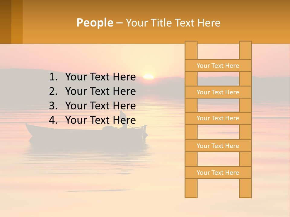 A Boat Floating On Top Of A Lake At Sunset PowerPoint Template
