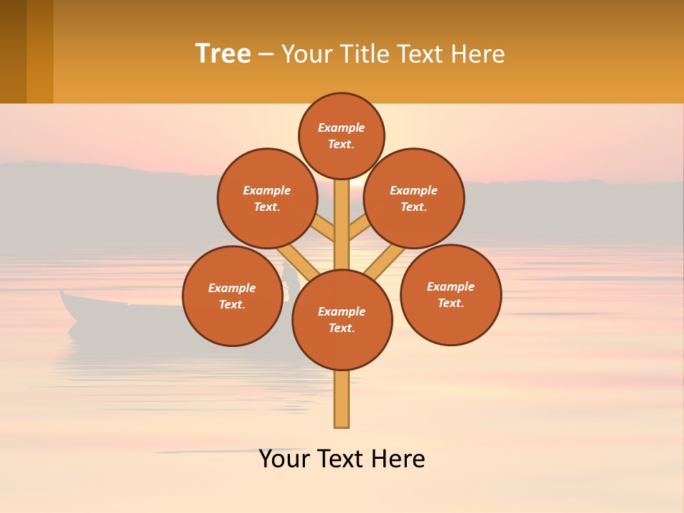 A Boat Floating On Top Of A Lake At Sunset PowerPoint Template
