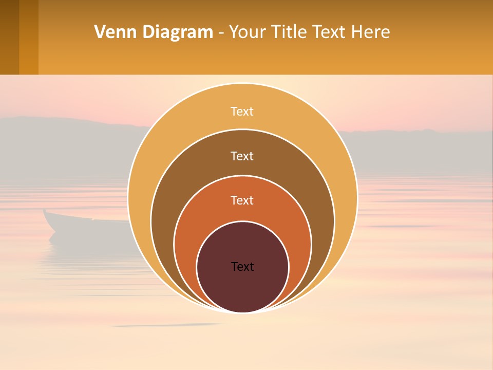 A Boat Floating On Top Of A Lake At Sunset PowerPoint Template