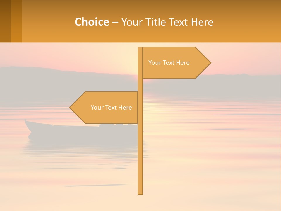 A Boat Floating On Top Of A Lake At Sunset PowerPoint Template
