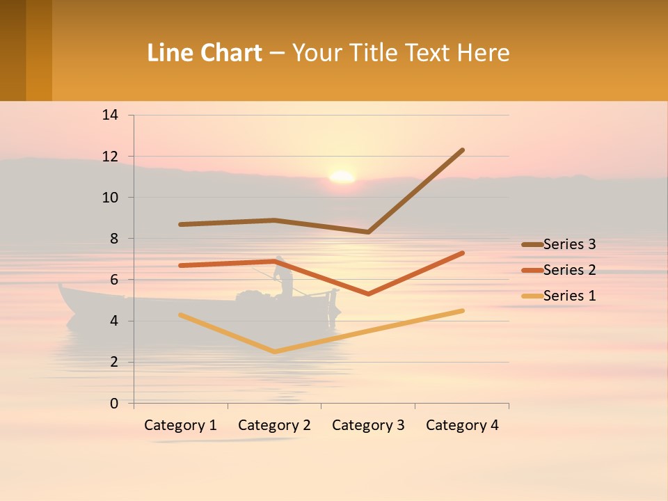 A Boat Floating On Top Of A Lake At Sunset PowerPoint Template