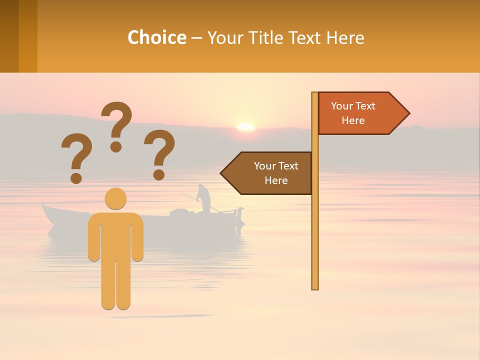 A Boat Floating On Top Of A Lake At Sunset PowerPoint Template