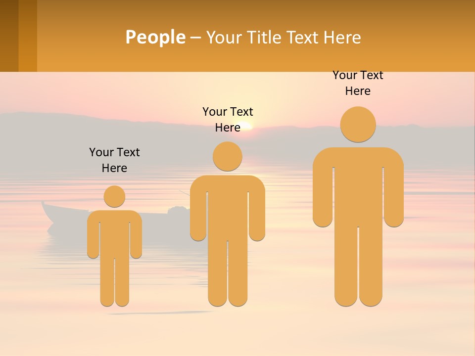 A Boat Floating On Top Of A Lake At Sunset PowerPoint Template