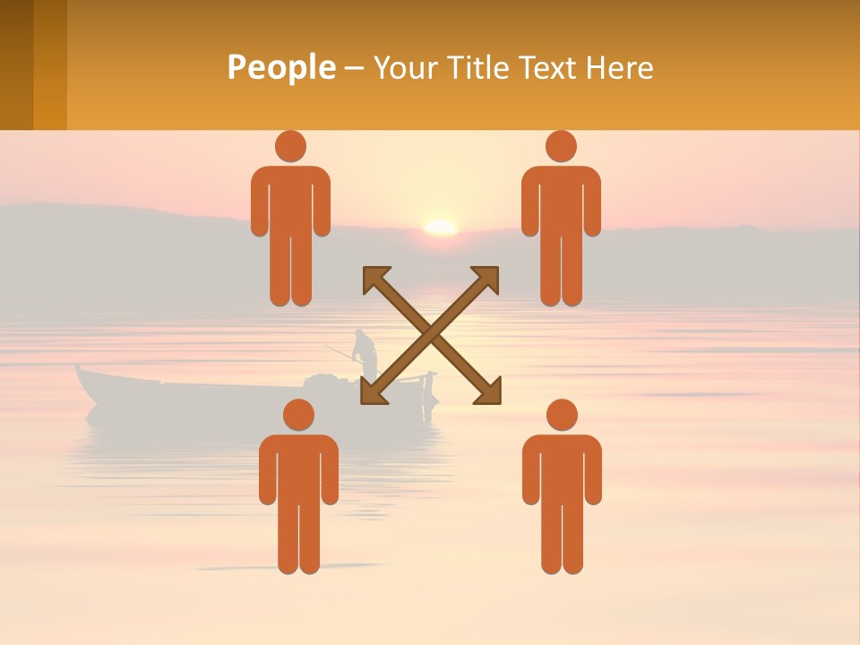 A Boat Floating On Top Of A Lake At Sunset PowerPoint Template