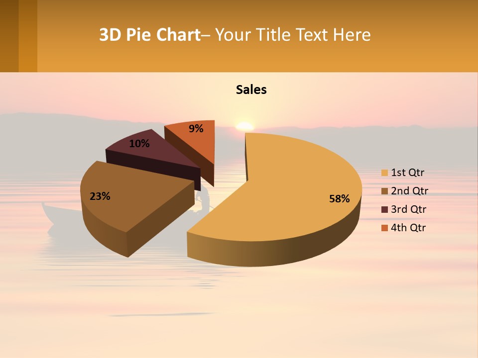A Boat Floating On Top Of A Lake At Sunset PowerPoint Template