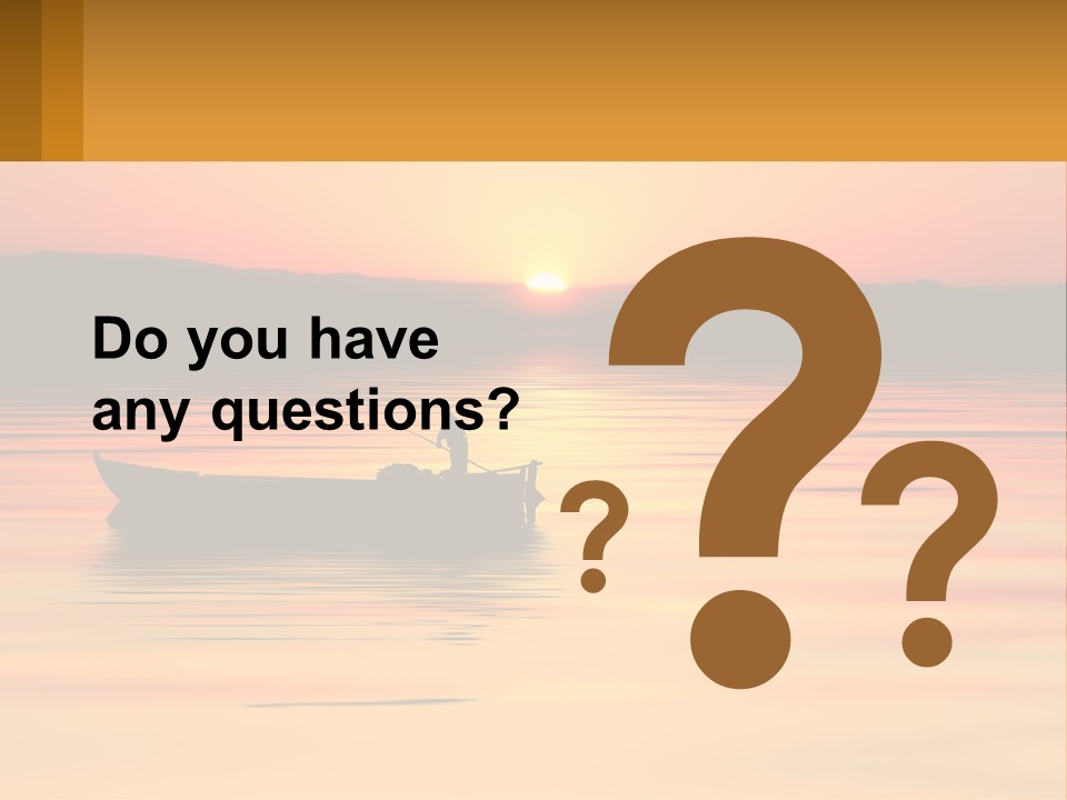 A Boat Floating On Top Of A Lake At Sunset PowerPoint Template