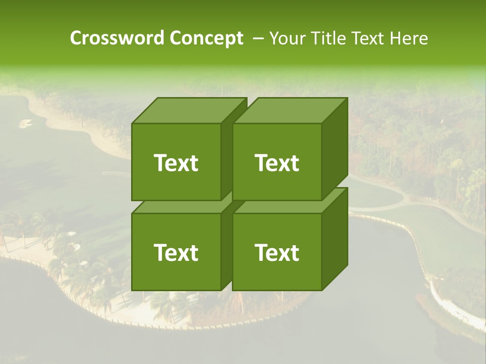 An Aerial View Of A Golf Course With Water And Palm Trees PowerPoint Template