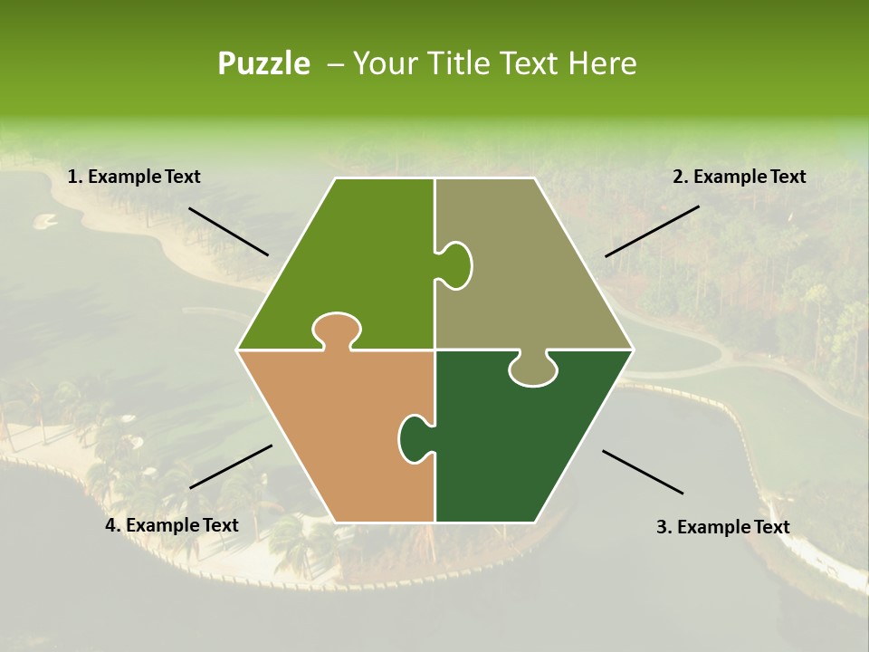 An Aerial View Of A Golf Course With Water And Palm Trees PowerPoint Template