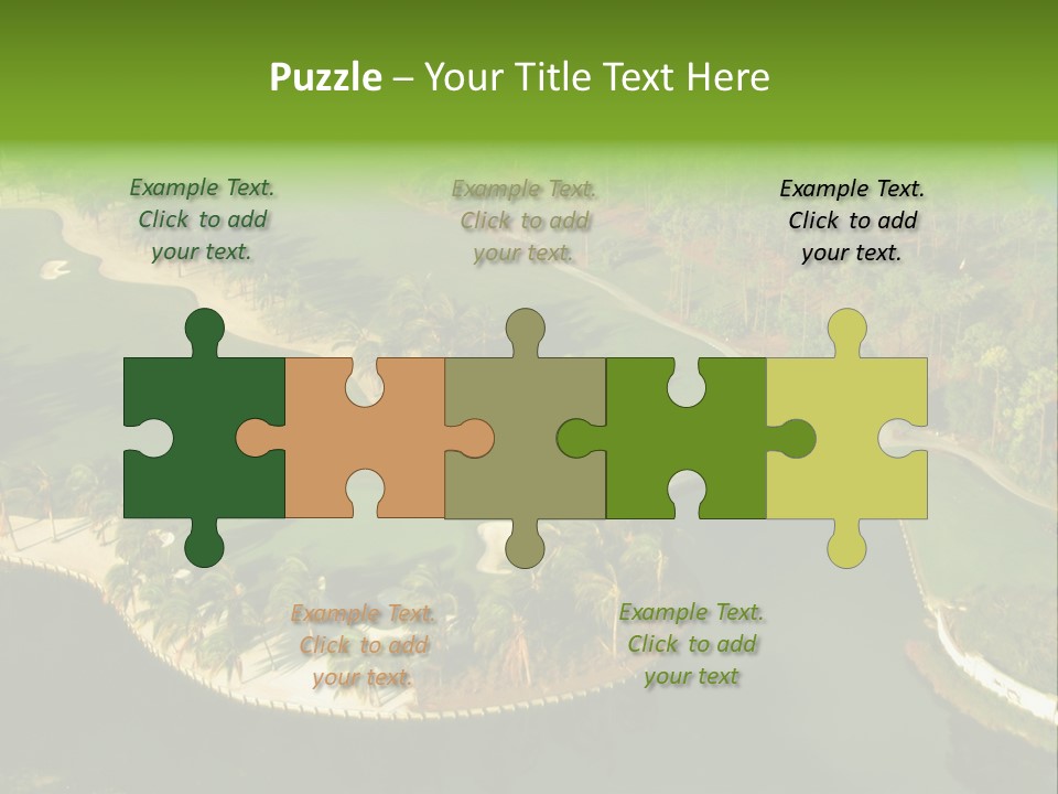 An Aerial View Of A Golf Course With Water And Palm Trees PowerPoint Template