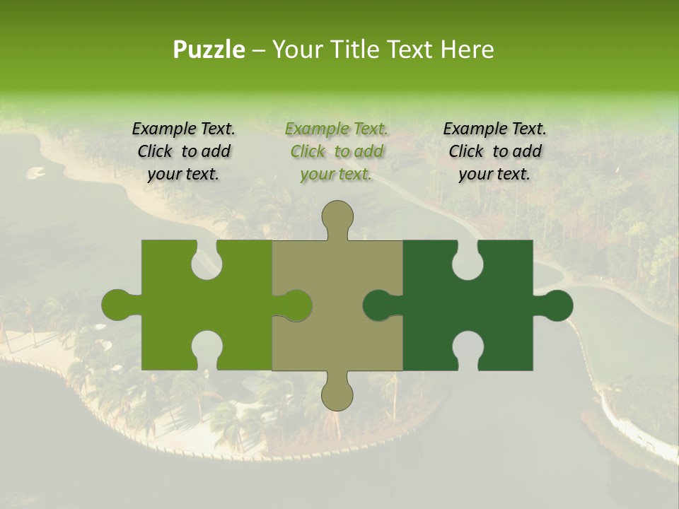 An Aerial View Of A Golf Course With Water And Palm Trees PowerPoint Template