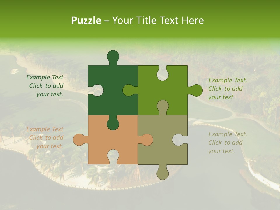 An Aerial View Of A Golf Course With Water And Palm Trees PowerPoint Template