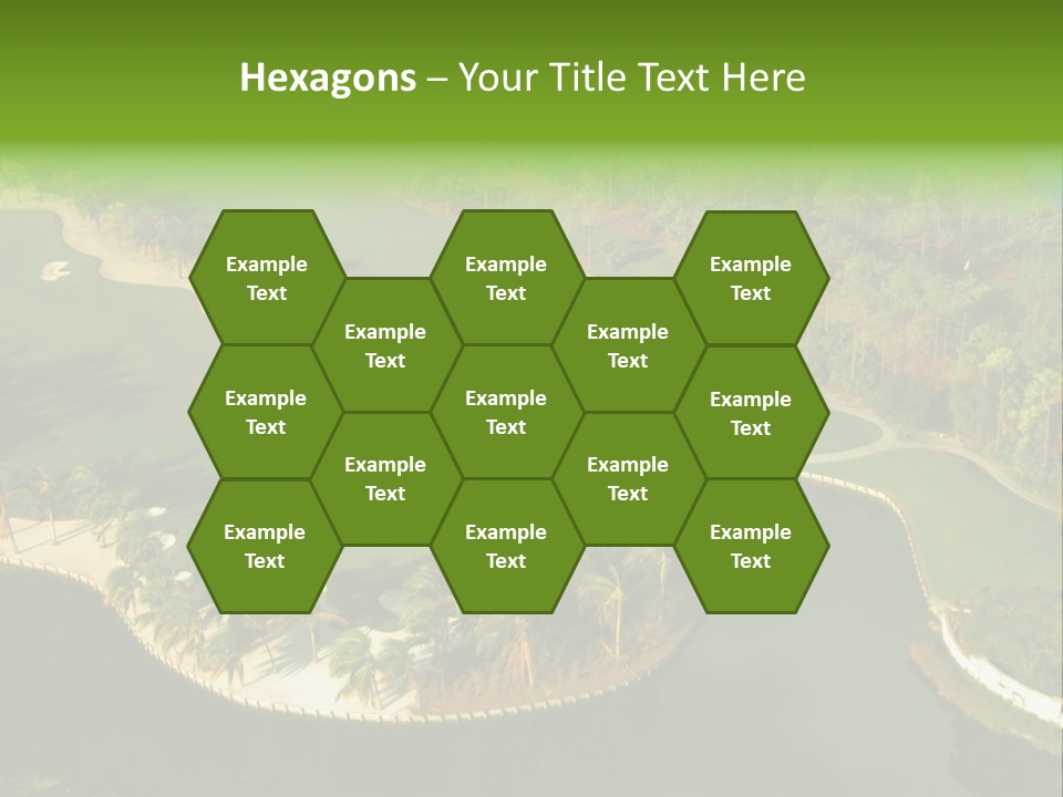 An Aerial View Of A Golf Course With Water And Palm Trees PowerPoint Template