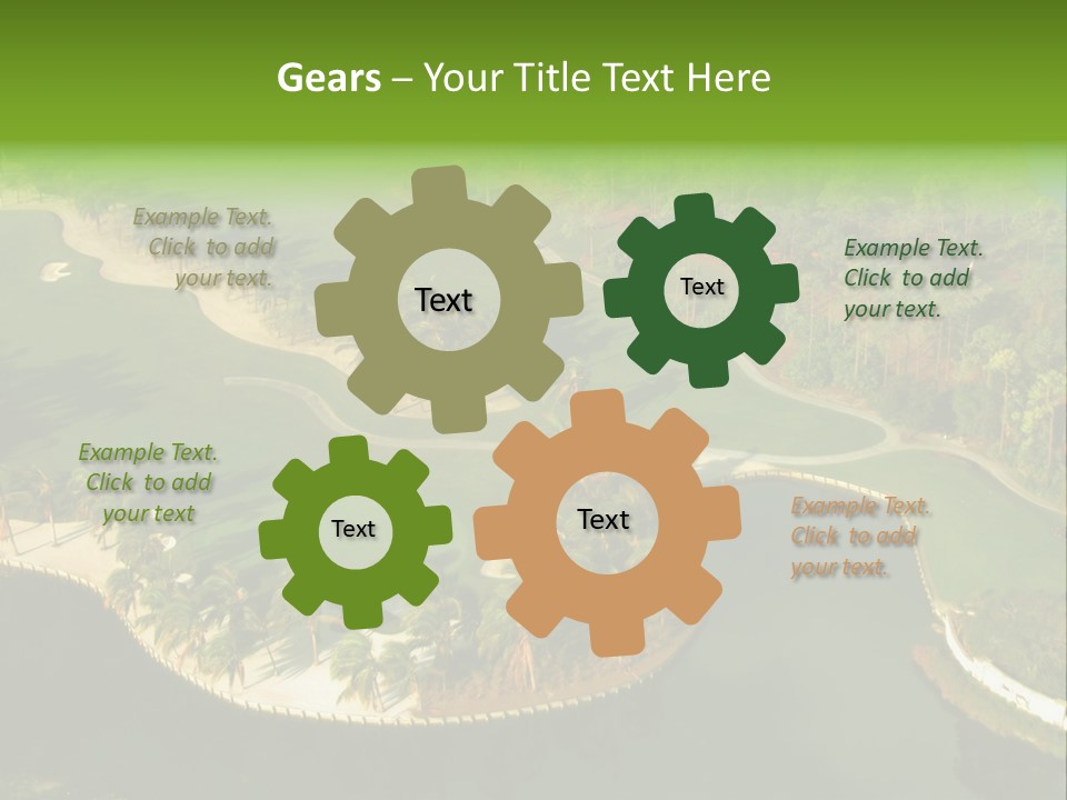 An Aerial View Of A Golf Course With Water And Palm Trees PowerPoint Template