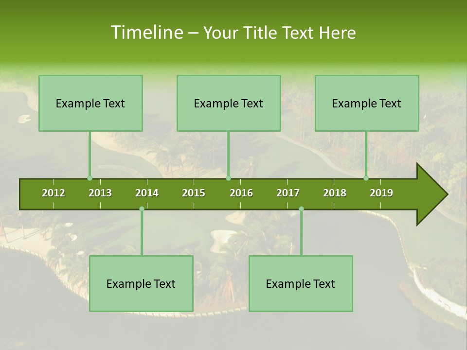 An Aerial View Of A Golf Course With Water And Palm Trees PowerPoint Template