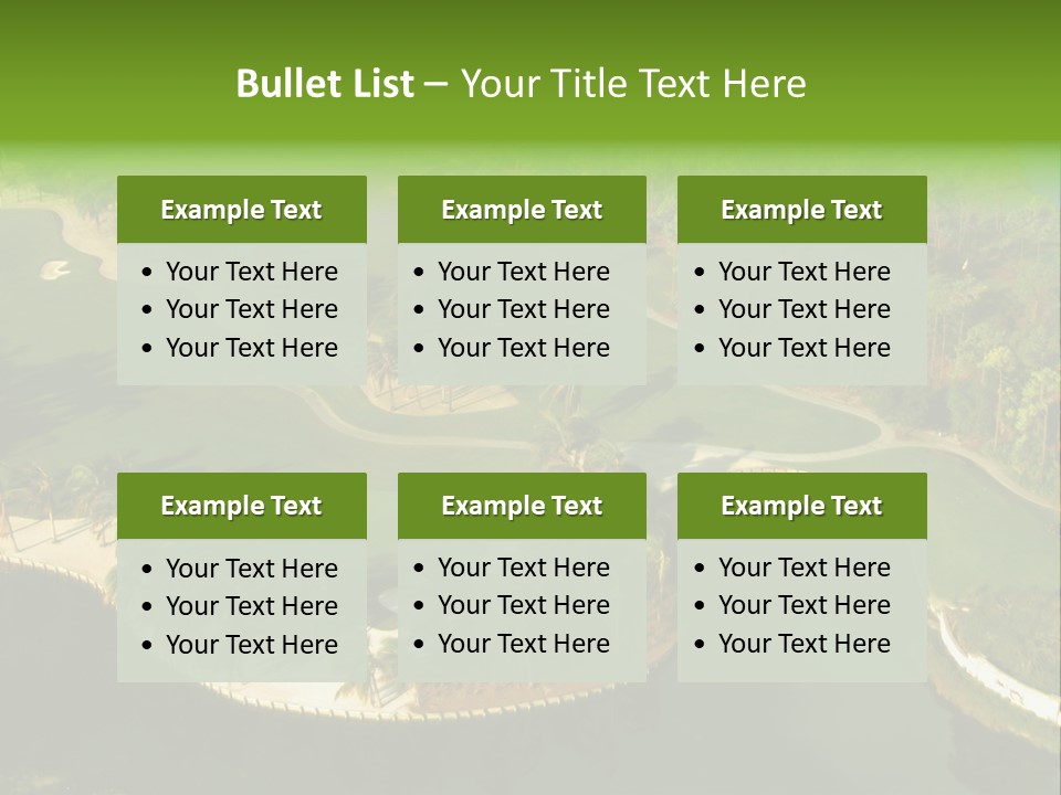 An Aerial View Of A Golf Course With Water And Palm Trees PowerPoint Template