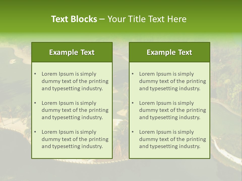 An Aerial View Of A Golf Course With Water And Palm Trees PowerPoint Template