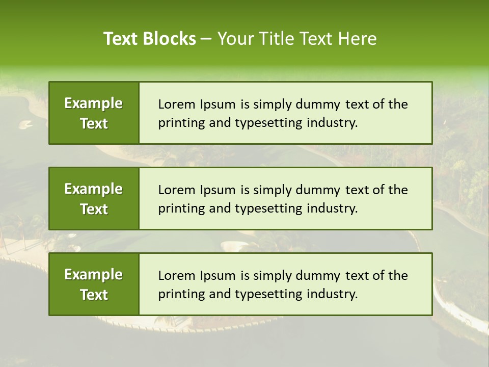 An Aerial View Of A Golf Course With Water And Palm Trees PowerPoint Template