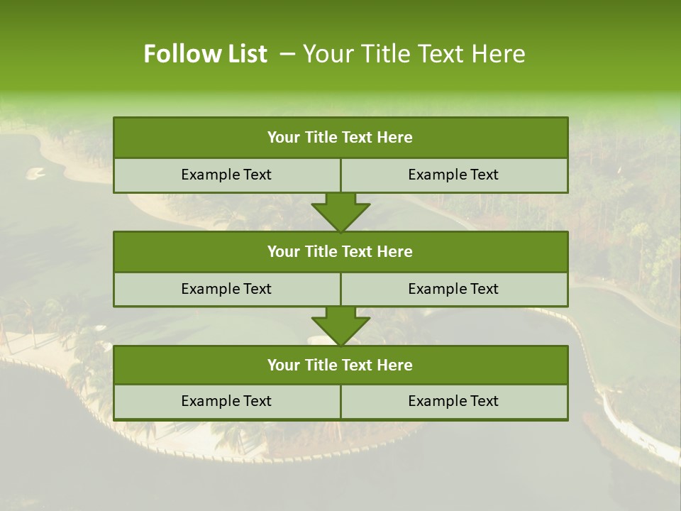 An Aerial View Of A Golf Course With Water And Palm Trees PowerPoint Template